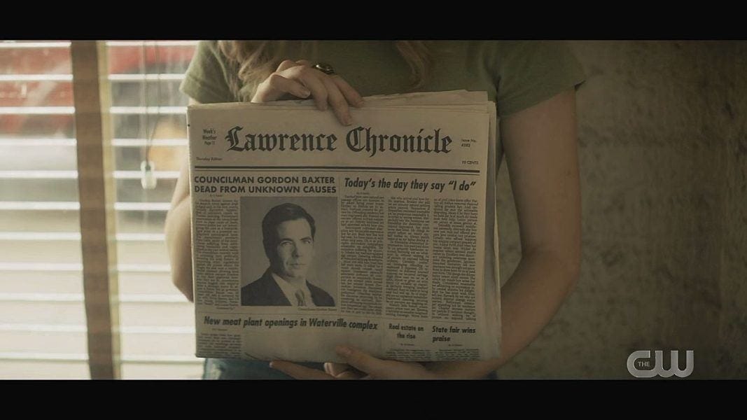 Winchesters showing Lawrence Chronicle front page 1.05.