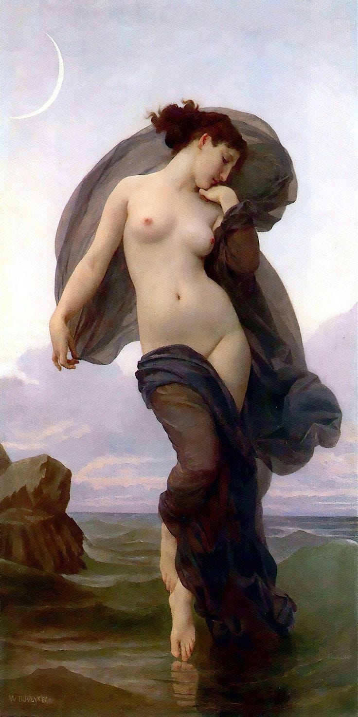This contains: William Bouguereau: Evening Mood. Fine Art Print/Poster