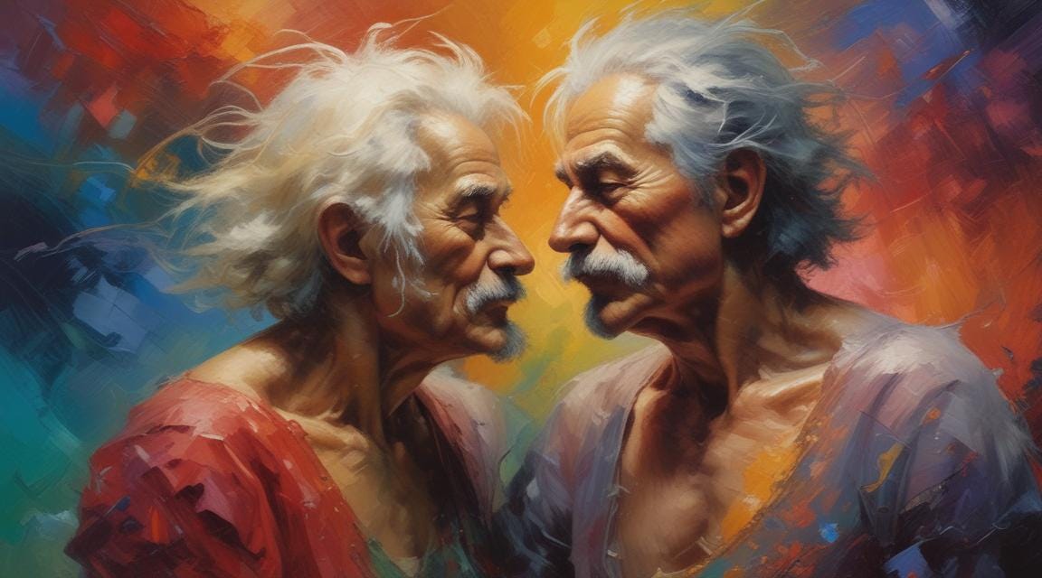 Einstein and interdimensional twin unshaken and proud of each other