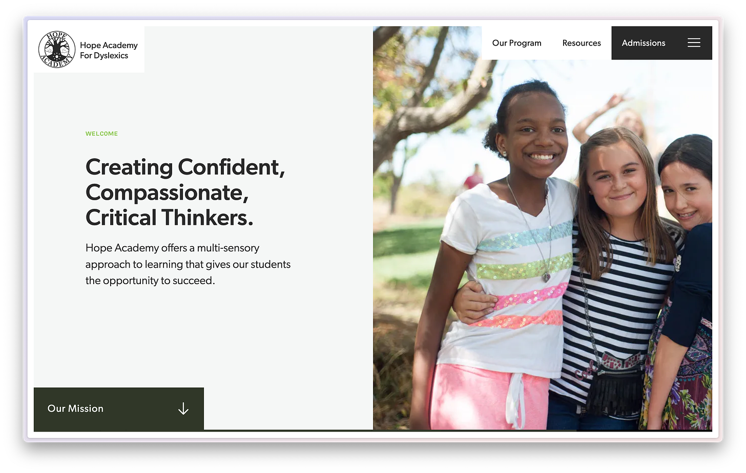 Projects with a purpose - design and Webflow build for Hope Academy For Dyslexics