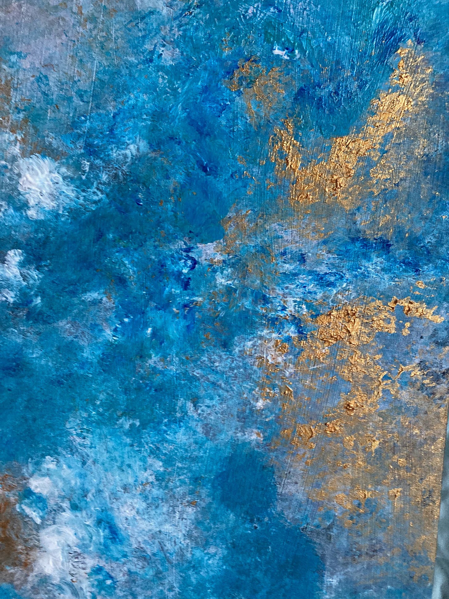 Abstract in turquoise, gold and white