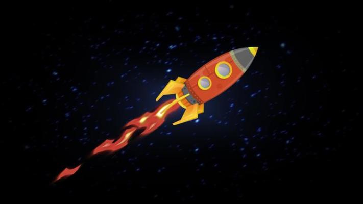 Rocket Ship Flying Through Space Animation Loop