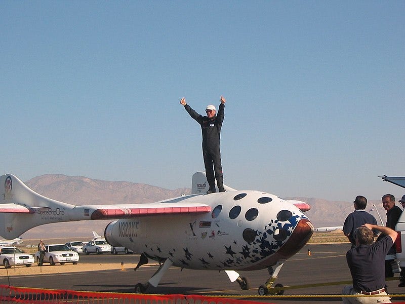 File:SpaceShipOne test pilot Mike Melvill after the launch in pursuit of the Ansari X Prize on September 29, 2004.jpg