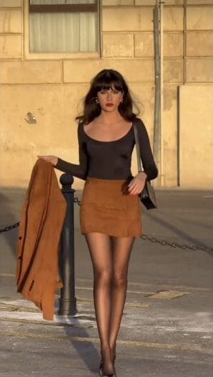 Paola Cossentino wearing a quiet luxury outfit