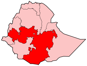 Map of Ethiopia showing Oromia