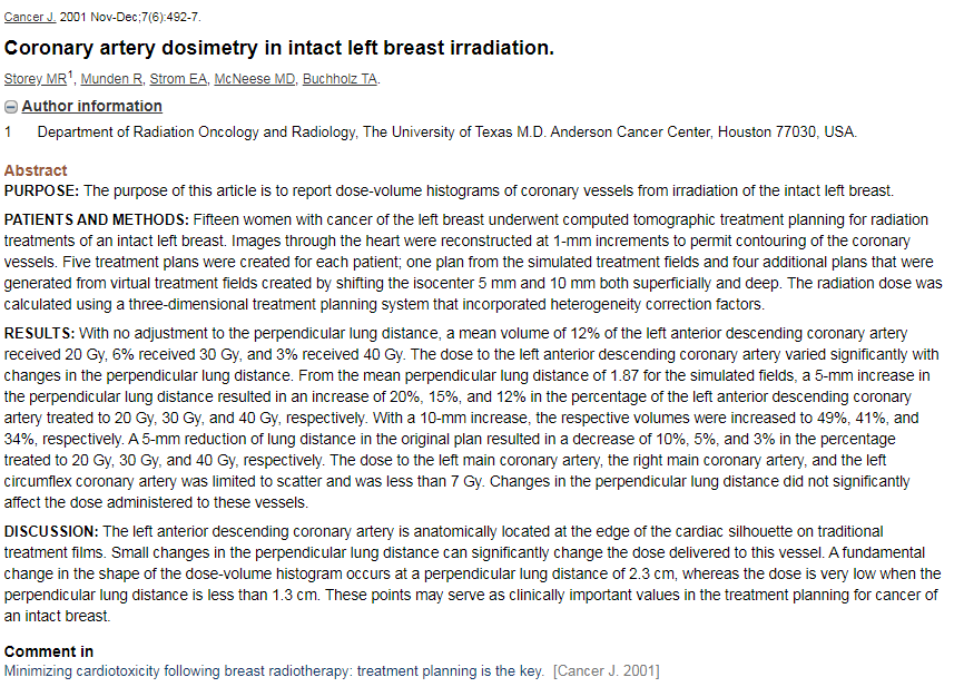 TAKE HOME MESSAGE: A long time ago, in a galaxy far far away, I started working on the importance of avoiding the heart when treating breast cancer.