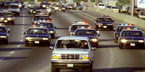 O.J. Simpson running from police on June 17th, 1994