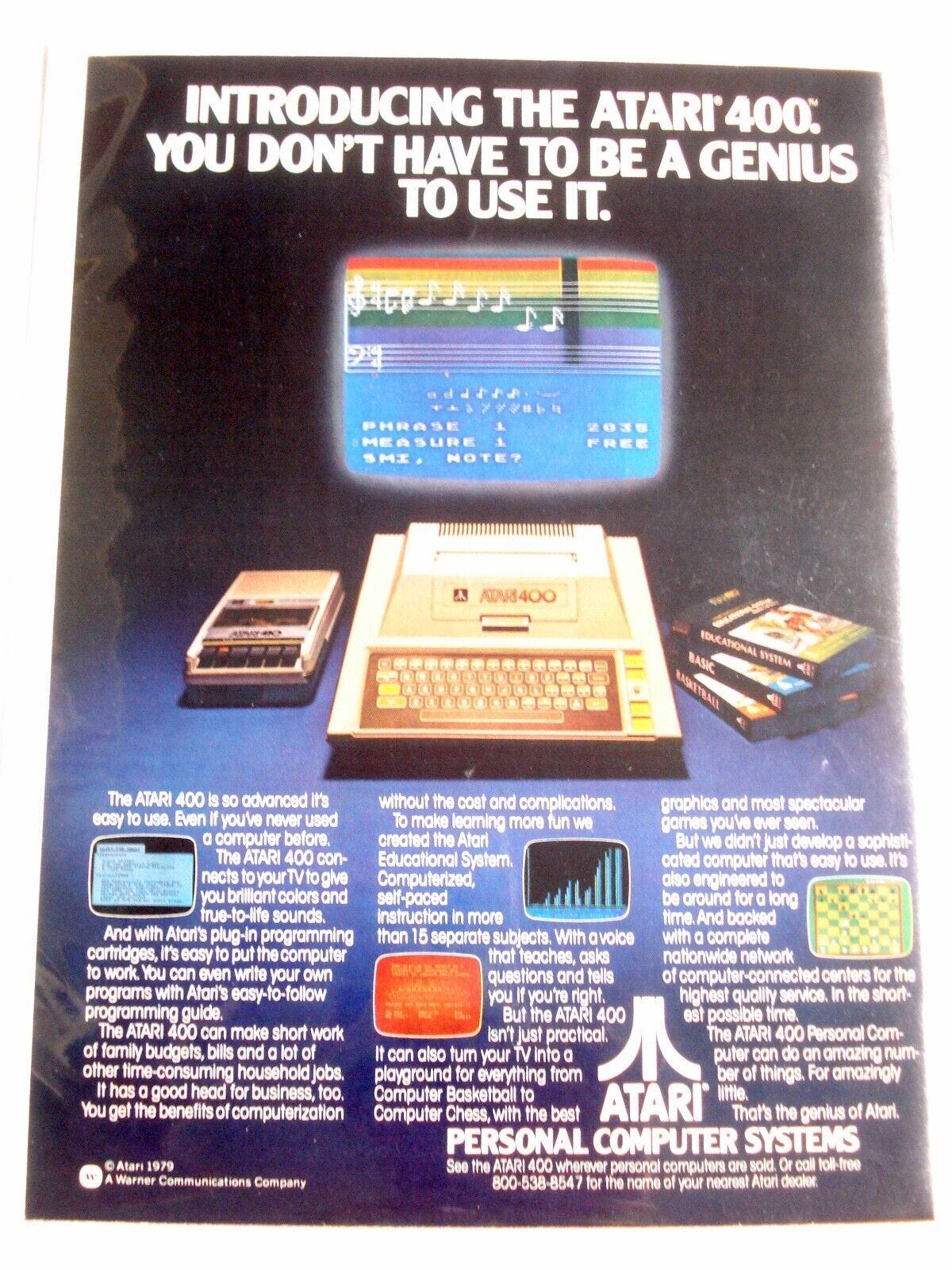 Show full-size image of 1980 Ad Atari 400 Personal Computer You Don't Have To Be A Genius To Use It
