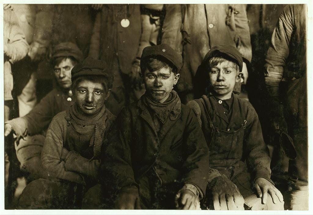 Lewis Hine, "Group of Breaker boys," Pittston, Pennsylvania. 1911