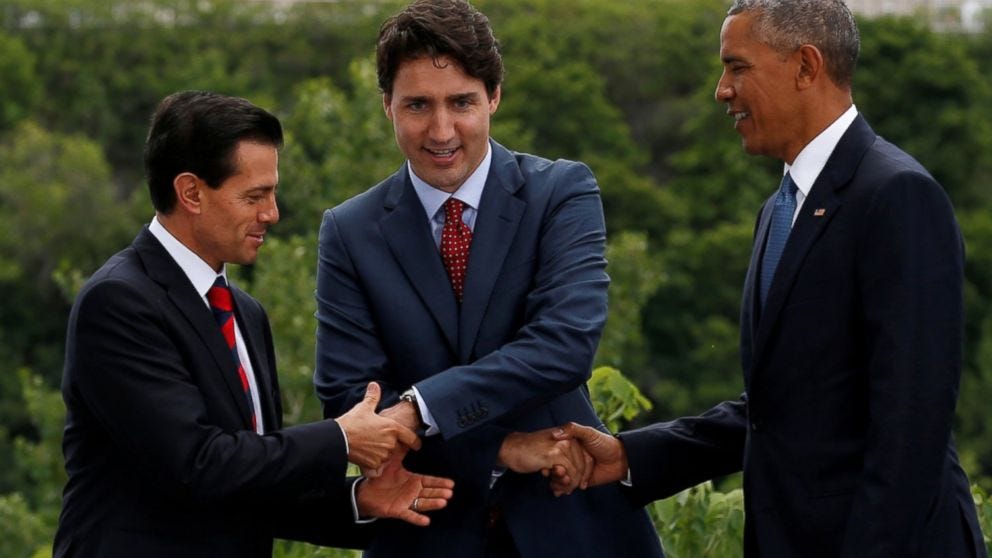 Three Amigos' North American Leaders Share Awkward Handshake - ABC News