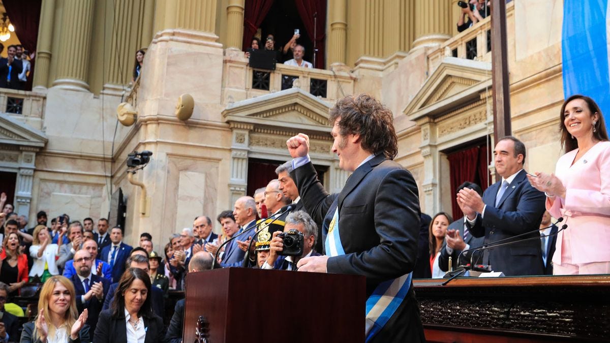 Javier Milei, el pasado viernes ante la Asamblea Legislativa (Foto: Presidencia).