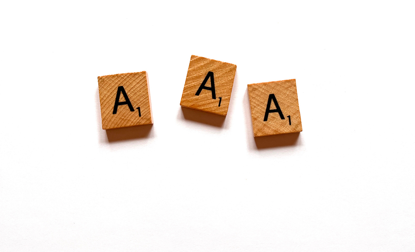 Photo of 3 letter A Scrabble tiles