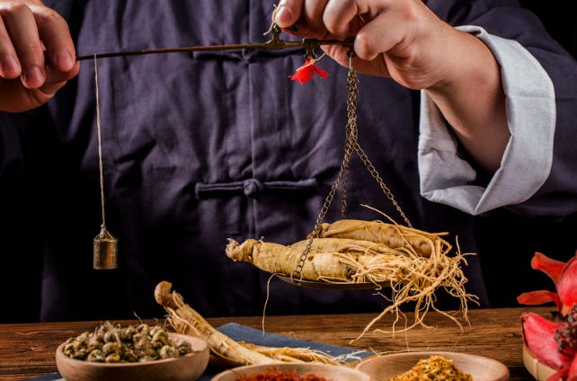 weighing herbs