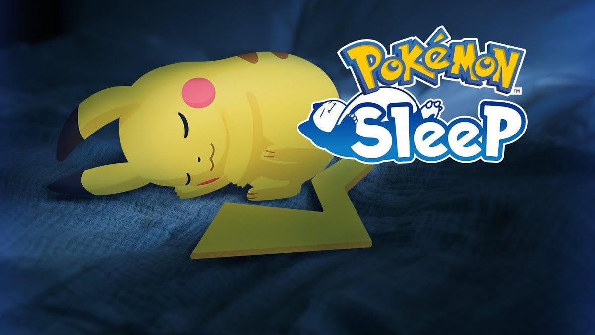 The Pokémon Sleep logo, with a sleeping Pikachu