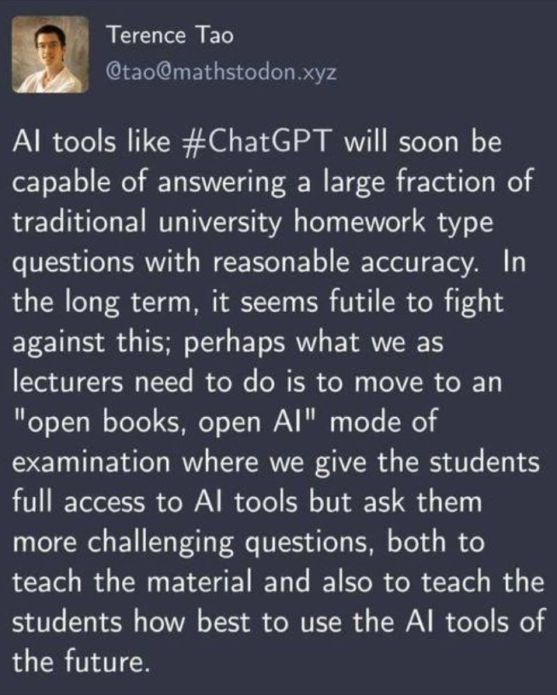 Arthur Berd on LinkedIn: Completely agree with Terence Tao's comment -  whether it is a homework… | 230 comments