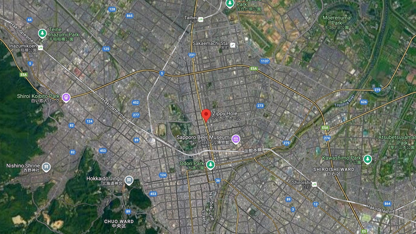 Google Maps image of Zippy Hall in Sapporo, Hokkaido, Japan.