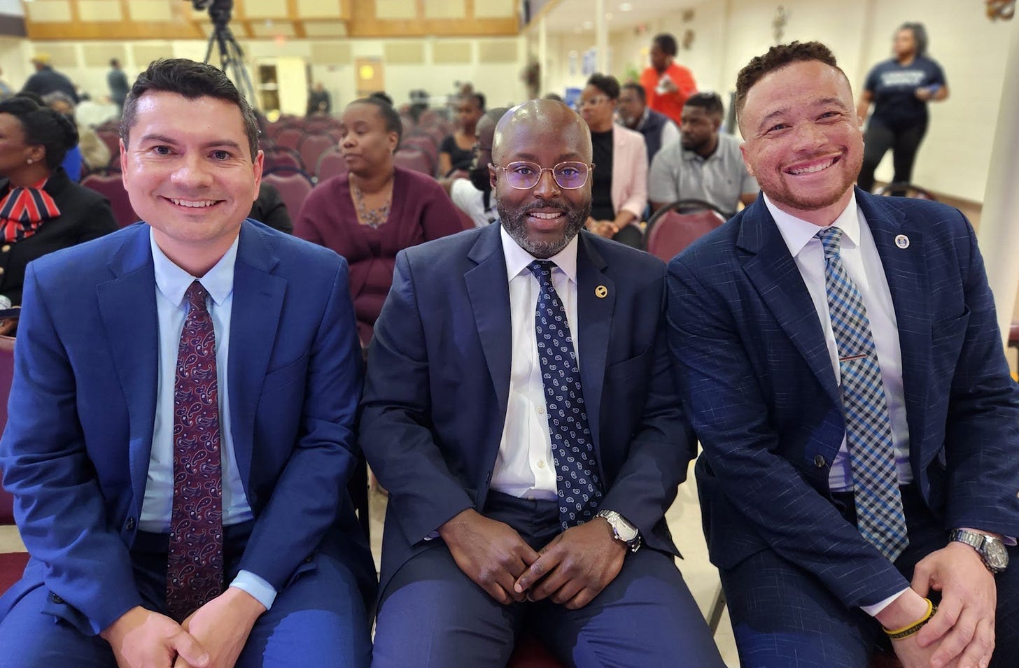 Democrats Phil Hernandez, former Delegate Alex Askew (HD95) and retired Air Force Michael Feggans