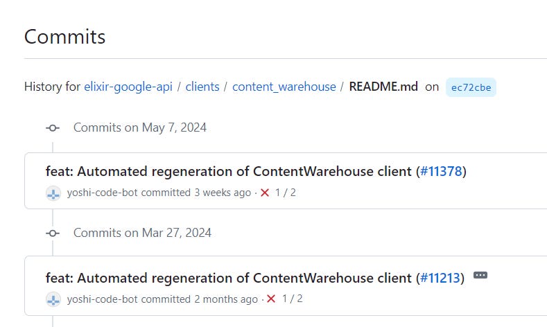 A screenshot of the repository commits with visual proof that the information was committed on May 7th 2024.