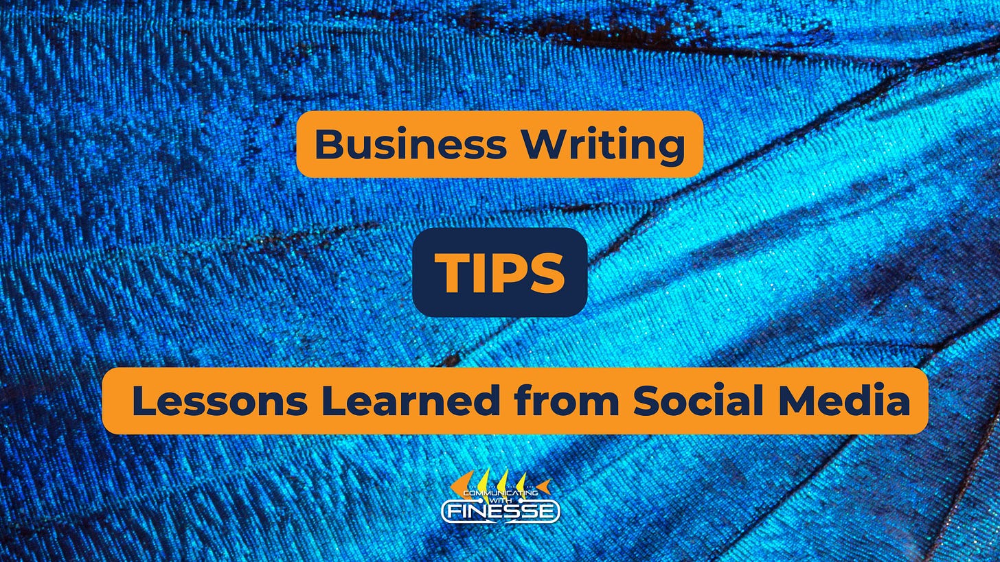 The summary of the five-part series on writing tips inspired from social media.