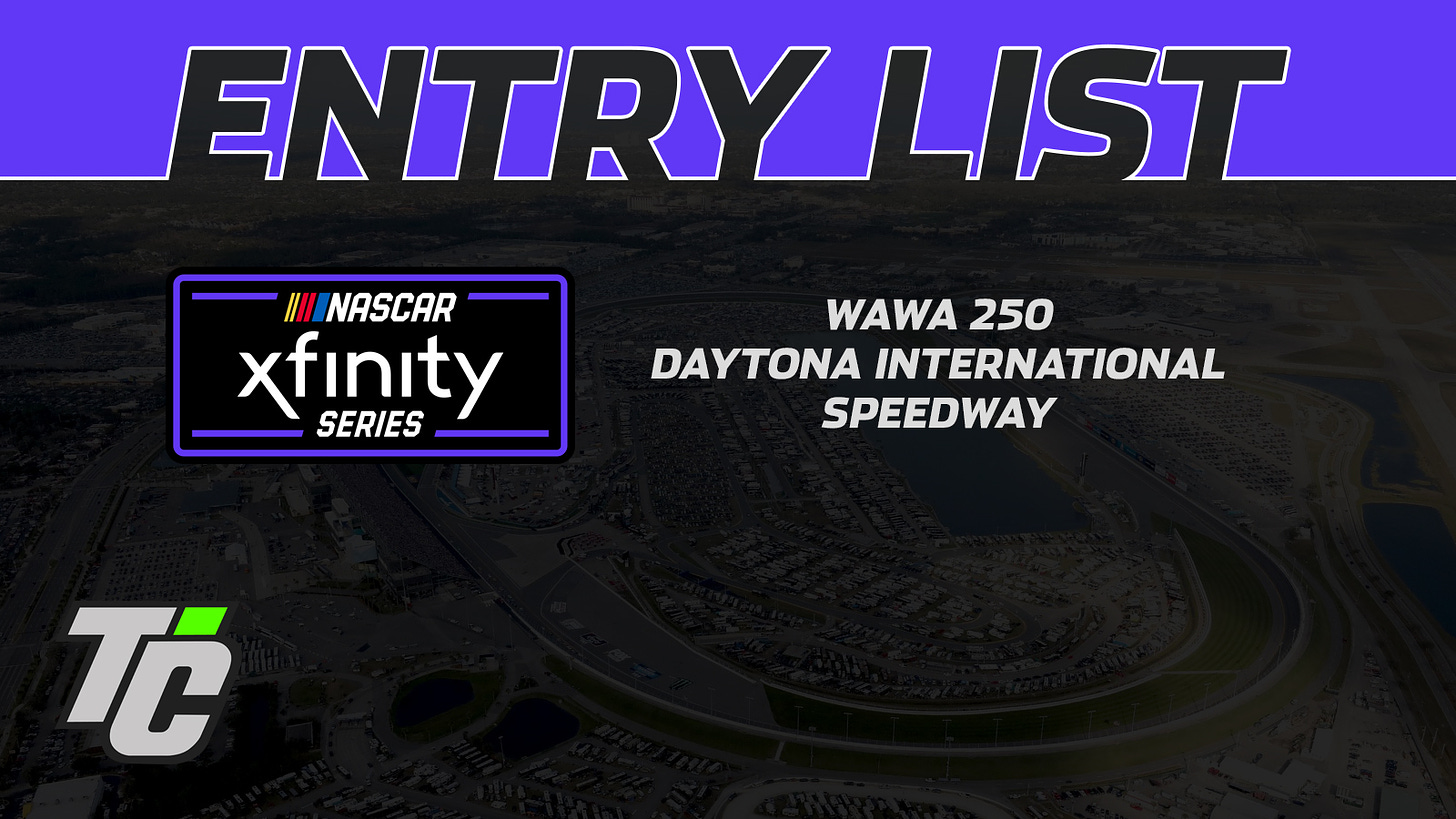 2024 Wawa 250 entry list NASCAR Xfinity Series at Daytona International Speedway