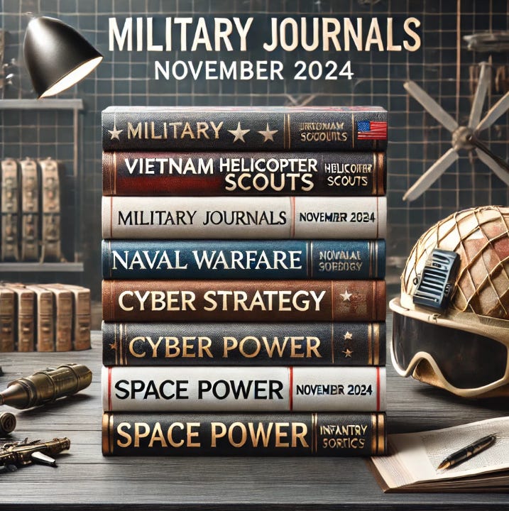 AI image of a stack of books with titles such as Vietnam Helicopter Scouts, Naval Warfare, Space Warfare in an old WWII style image.