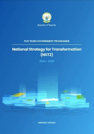 La couverture du plan quinquennal de développement du Rwanda, de couleur unie bleue