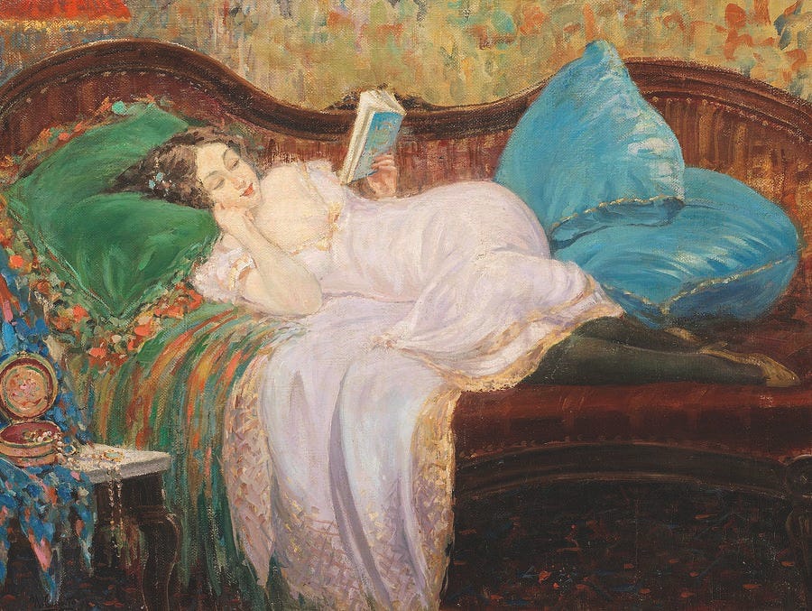 Woman reading by Ulisse Caputo