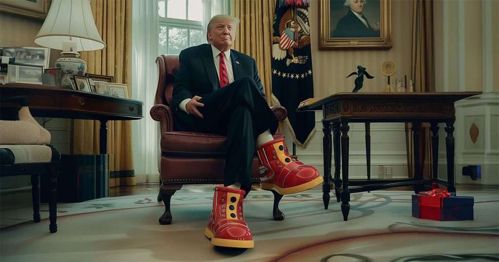 donald trump in clown shoes