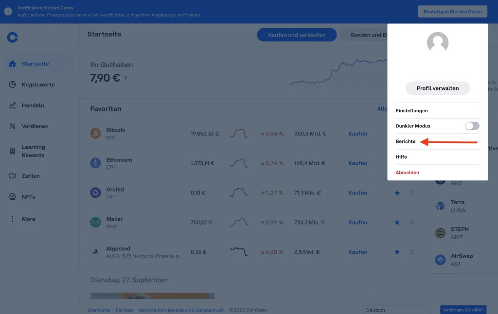 Coinbase Steuer Berichte