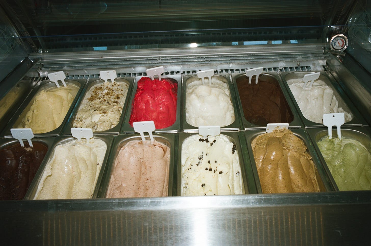 The ice cream case at Fluffy's