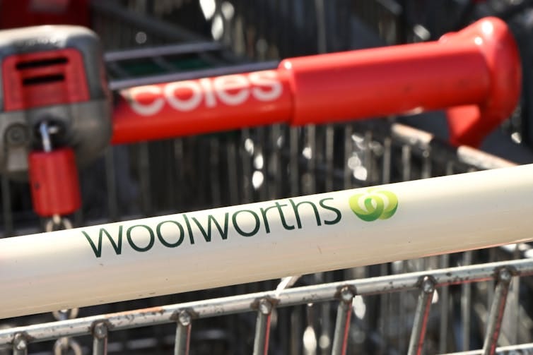 Woolworths and Coles shopping trolleys