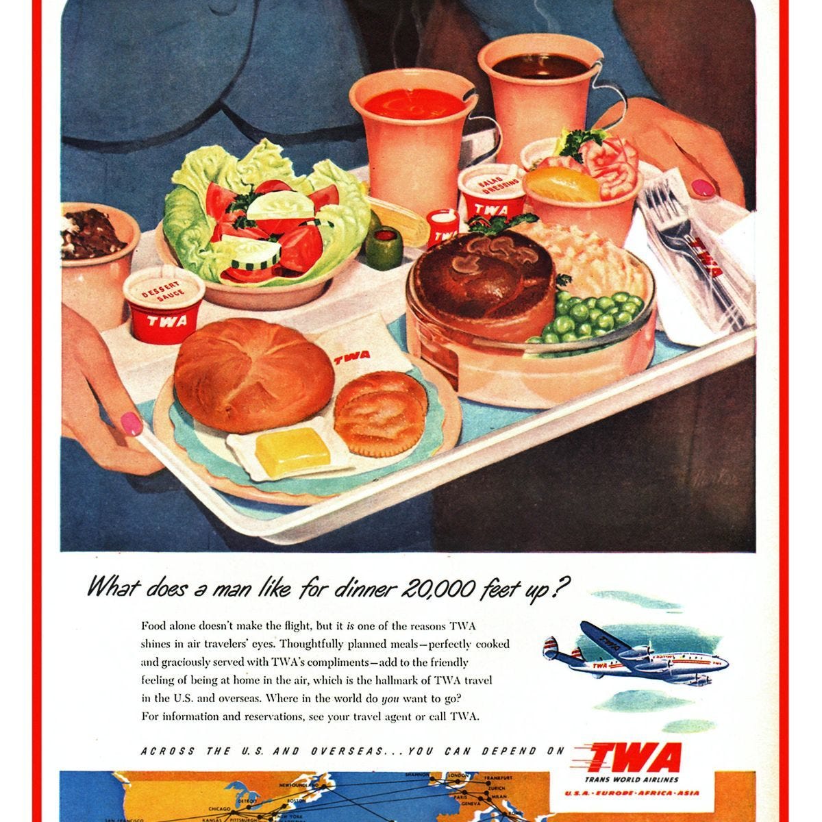 A 1951 advertisement from TWA.
