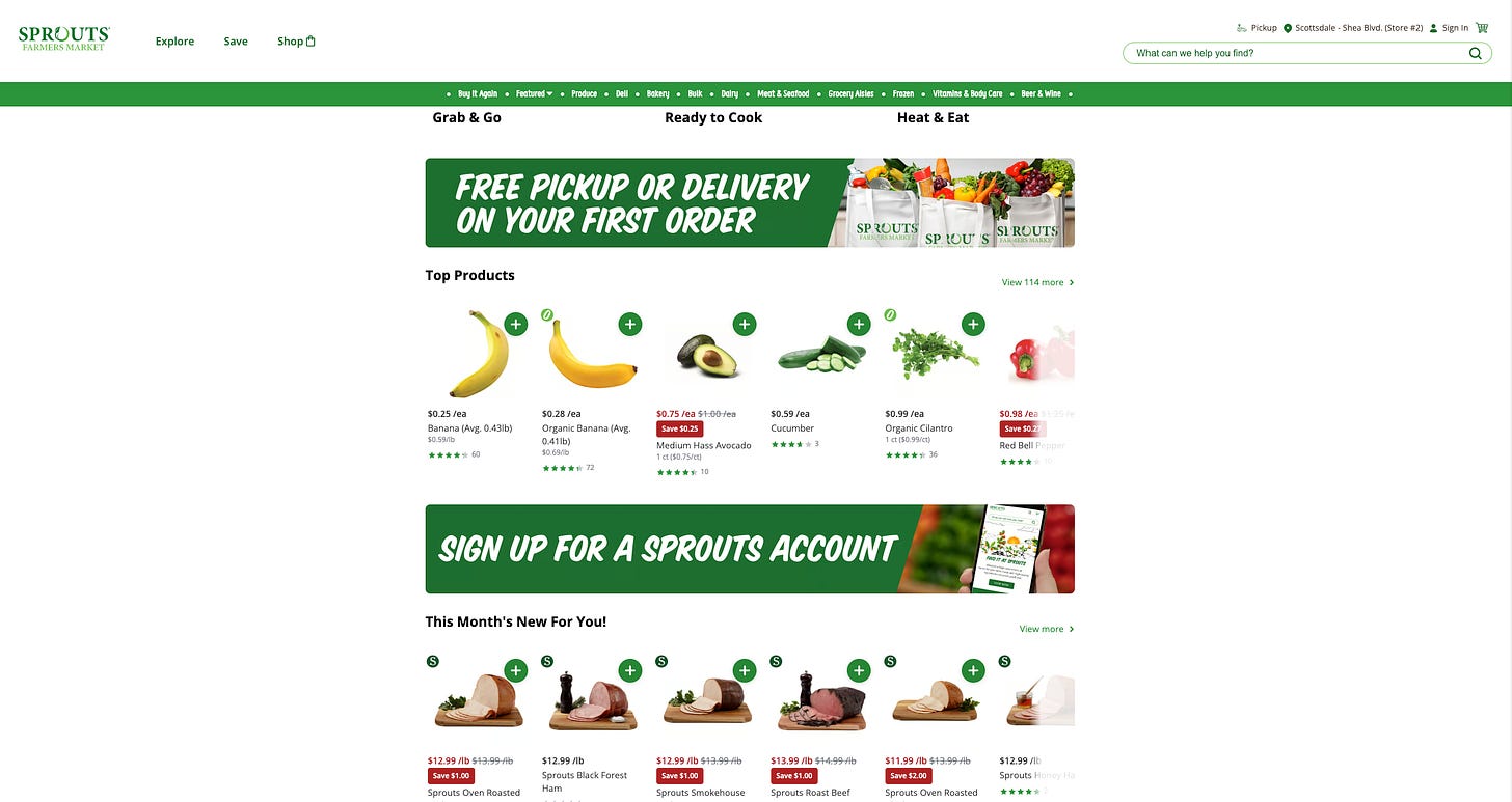 Sprouts Market storefront powered by Instacart