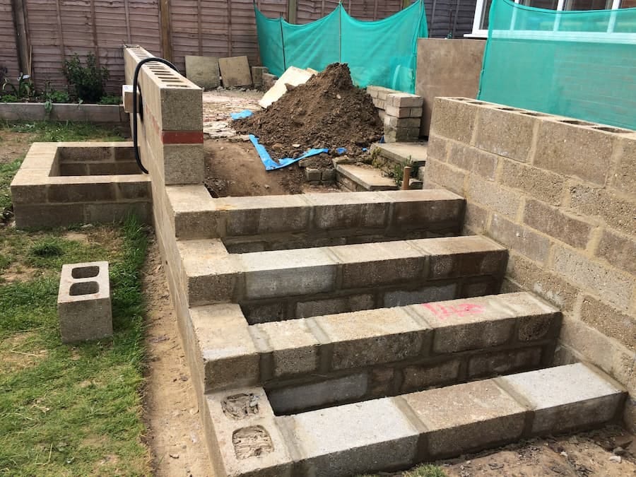 steps leading down to the lower part of the garden