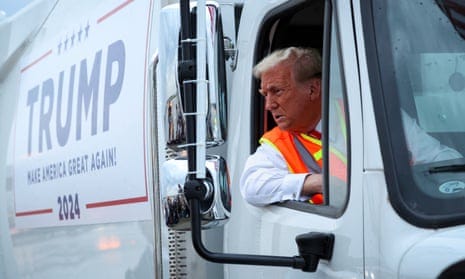 Trump stages garbage truck stunt in bid to turn tables over Puerto Rico  backlash | US elections 2024 | The Guardian