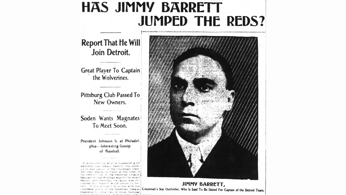 Baseball Replay Journal Players Jimmy Barrett Jumper Detroit Cincinnati 1900 1901