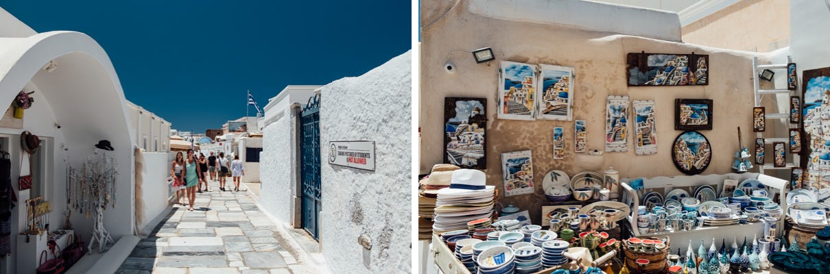Exploring the town of Oia.