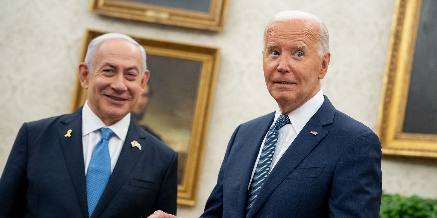 U.S. President Joe Biden meets with Israeli Prime Minister Benjamin Netanyahu in the Oval Office at the White House on July 25, 2024 in Washington, DC.