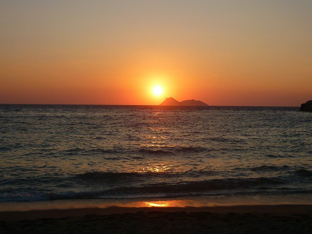 Sunset over the sea at Hagia Galina, Crete