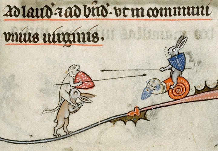 middle ages - What's the meaning of a knight fighting a snail in medieval  book illustrations? - History Stack Exchange