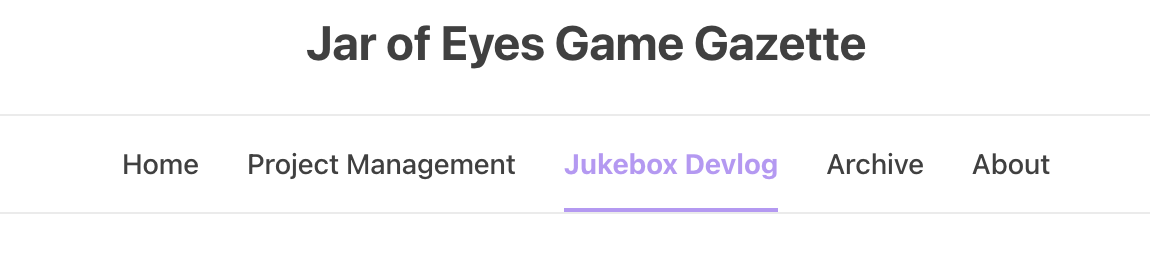 Screenshot showing "Jukebox Devlog" in the menu bar of this substack.