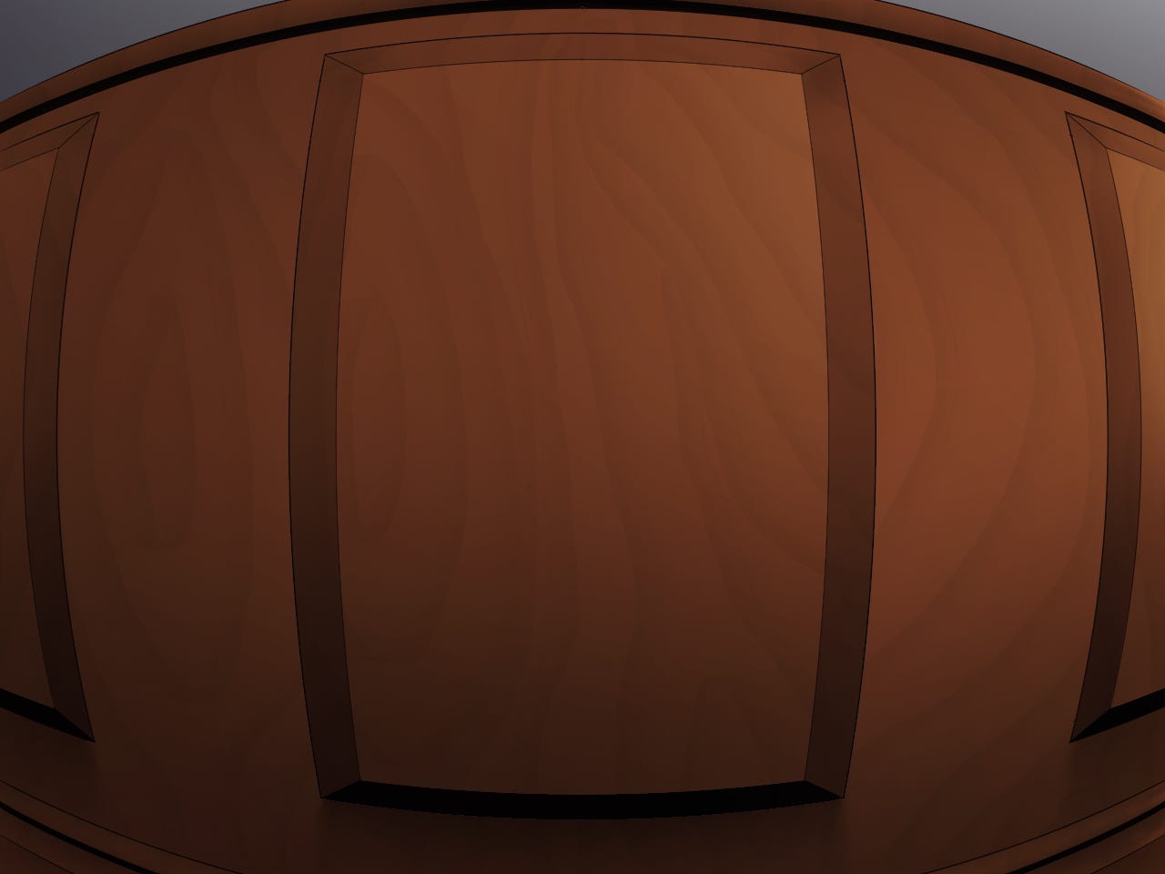 completed cg of wooden baseboards with a fish eye lens