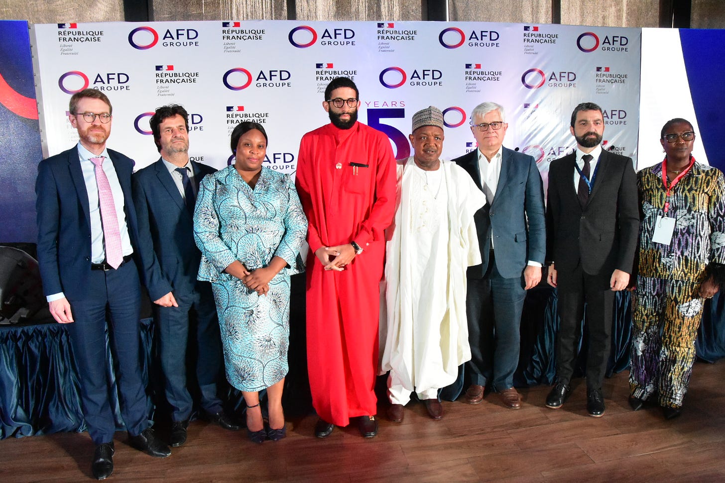 L-R: Executive Director, Global Clients Solutions, Agence Française de Développement (AFD) Group, Laurent Biddiscombe, Country Director in Nigeria, AFD, Xavier Muron, Director General/CEO, National Council on Climate Change (NCCC), Nkiruka Maduekwe, Special Presidential Envoy on Climate Change, Ajuri Ngelale, Nigeria's Minister of Budget & Economic Planning, Abubakar Atiku Bagudu, Executive Director, Geographies, AFD, Philippe Orliange, Acting French Ambassador to Nigeria, Jean-Francois Hasperue and Representative of Lagos State Governor/MD, LAMATA, Abimbola Akinajo during the AFD's 15th anniversary celebration at Wells Calton Hotels in Abuja on Thursday 27th June, 2024.