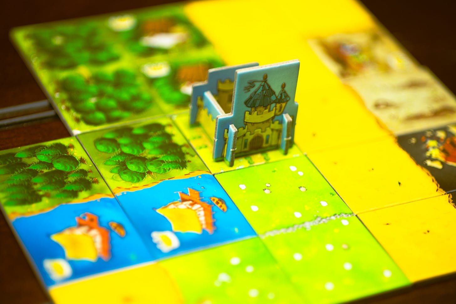 Tiles from the board game Kingdomino.