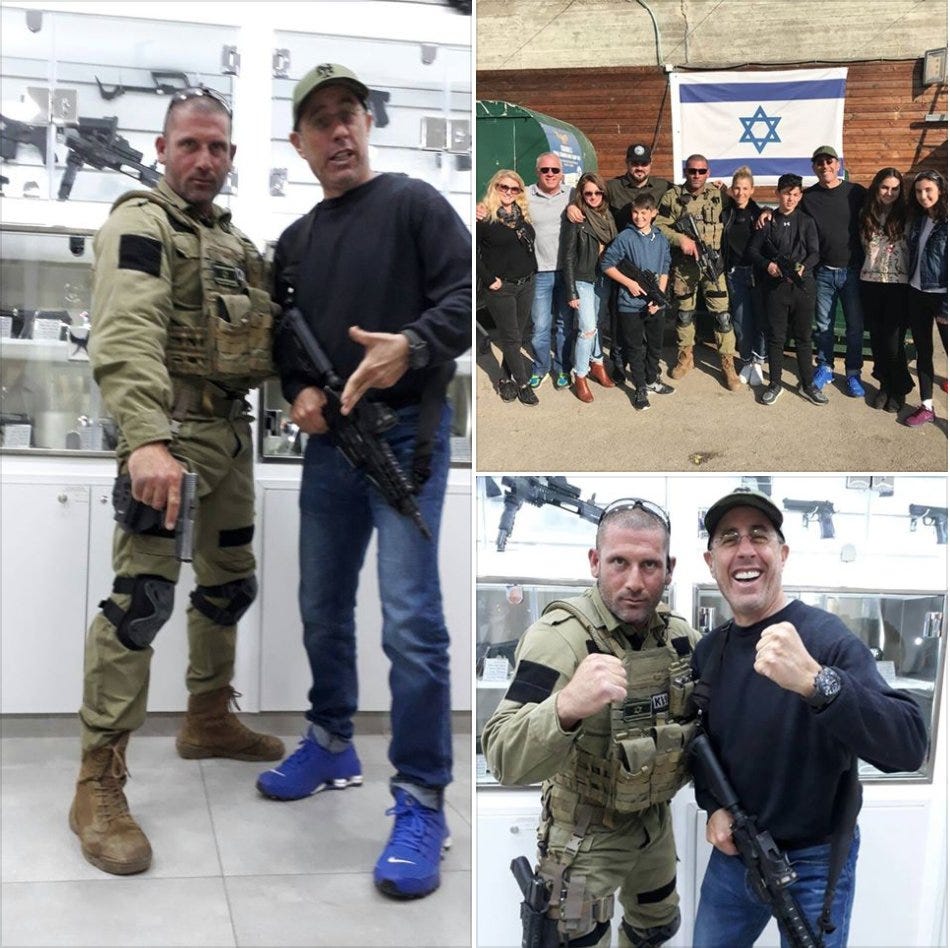meaning machine on X: "I can never unsee Jerry Seinfeld gleefully posing  with a machine gun at an IDF fantasy camp https://t.co/DVSykkOAXS  https://t.co/XseO2XPTkm" / X