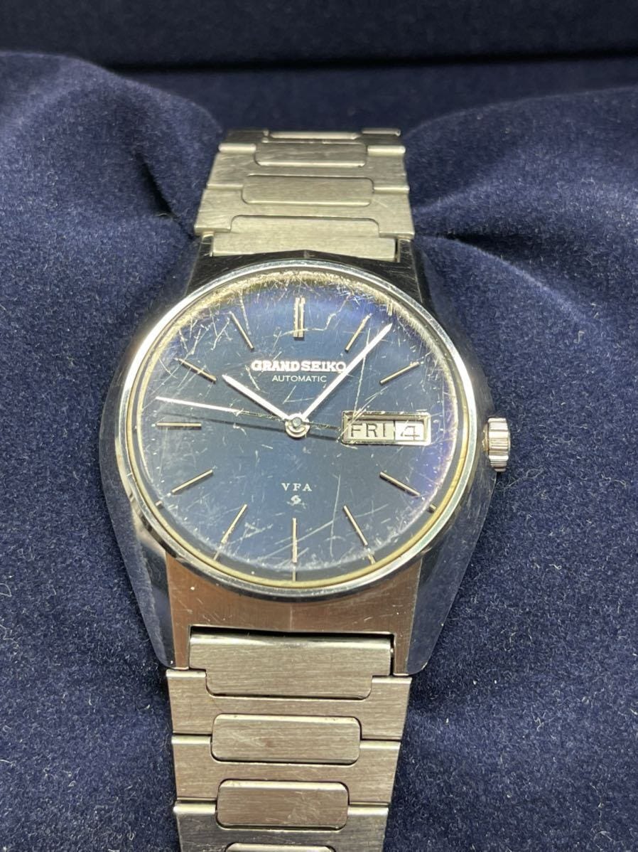 SEIKO Grand Seiko VFA 6186-8000-G / antique / men's / automatic winding / day date / blue dial / made in Japan / collector's must-see / junk