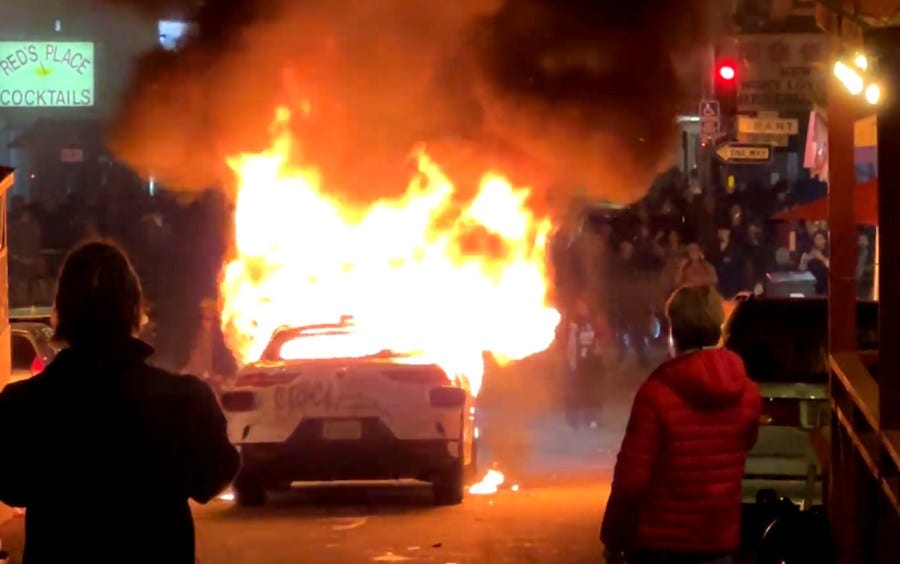 Why did a San Francisco crowd light Waymo's driverless vehicle on fire? |  KRON4