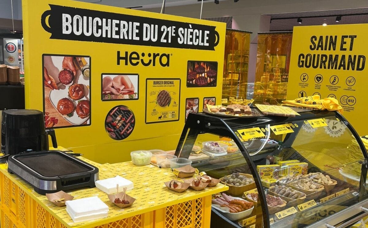 A plant-based butcher's pop-up shop at a France supermarket