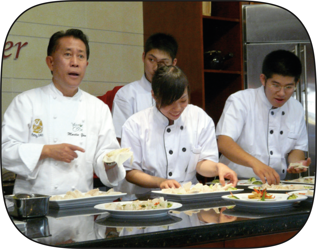 A photo of Martin Yan from a dumpling cooking demonstration