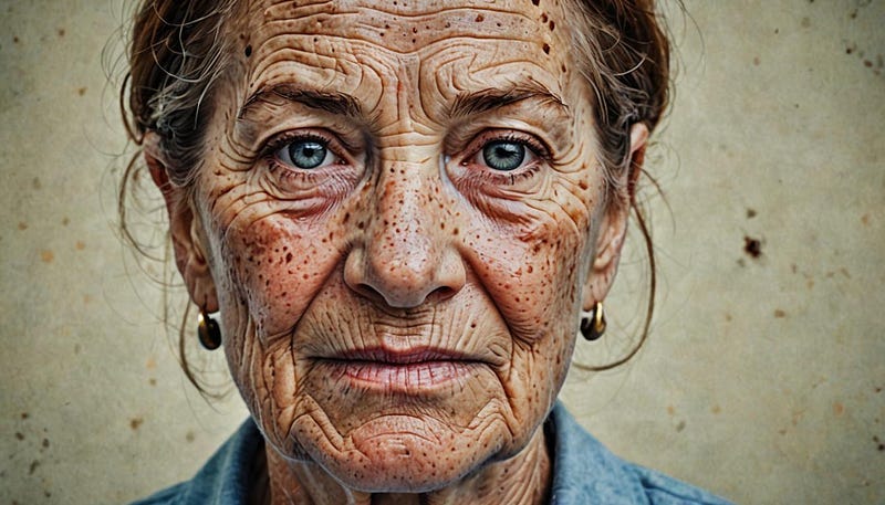 Older woman with freckles